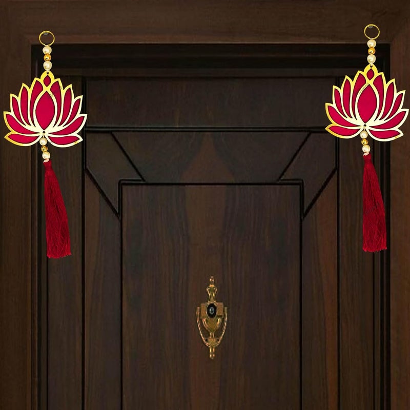 Buyent Enterprises Buyent Pink Lotus Flower for Decoration Hanging Navratri Diwali Decoration toran for Home dcor Ganesh chaturthi Backdrop Pink Lotus Decoration  - Image 1