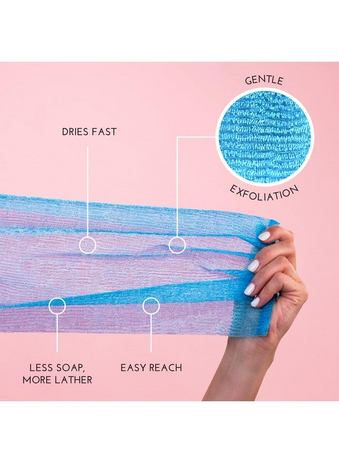 إس آند تي إن سي S&T INC. مقشر للظهر للاستحمام، مقشر للجسم أو منشفة تقشير للاستحمام للعناية بالبشرة، 11.8 بوصة × 35.4 بوصة، وردي متنوع، عبوة من 3 قطع - Image 2