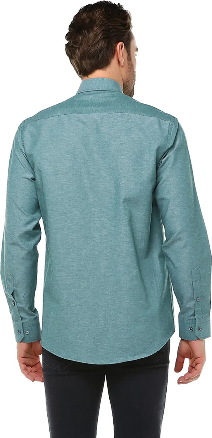 Varetta Men's Green Classic Cut Long Sleeve Single Pocket Shirt