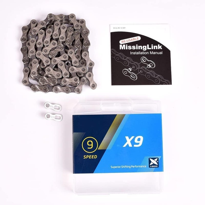Schrodinger15 70040(+A) Compatible with KNC 9S 9 Speed Steel Bicycle Cycle Chain 116 Links Road MTB + 1 Pc. Presta to Schrader Adaptor - Image 4