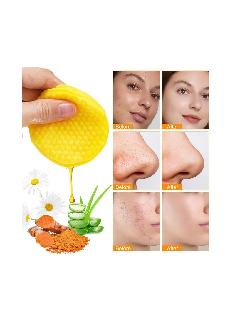 SYOSI 50 Pads Turmeric Kojic Acid Pads, Turmeric Kojic Acid Cleansing Pads, Turmeric Cleansing Pads with Lemon Chamomile, Kojic Acid and Turmeric Cleansing Pads, Turmeric Cleansing Pads for Dark Spots - Image 4