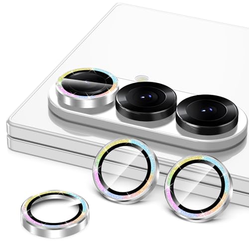 Avocase for Samsung Galaxy Z Fold 7 Camera Lens Protector, Individual Metal Ring Tempered Glass Lens Cover, [Strong Adsorption] Scratch Resistant Ultra-Thin HD Clear Lens Cover, 1 Set-Colorful Sparkly - Image 2