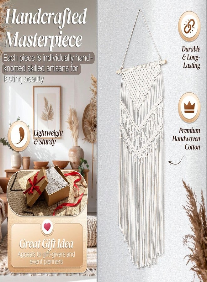 فليكسزيون ديكور حائط مكرمية من فليكسزيون، نسيج معلق بوهيمي منسوج يدويًا، لافتة فنية، ديكور حائط بوهيمي لغرفة النوم وغرفة المعيشة، ستارة ريفية، إكليل هيبي، غرفة أطفال، 33 بوصة، قطن أبيض كريمي - Image 3