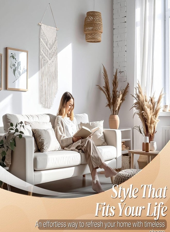 فليكسزيون ديكور حائط مكرمية من فليكسزيون، نسيج معلق بوهيمي منسوج يدويًا، لافتة فنية، ديكور حائط بوهيمي لغرفة النوم وغرفة المعيشة، ستارة ريفية، إكليل هيبي، غرفة أطفال، 33 بوصة، قطن أبيض كريمي - Image 4