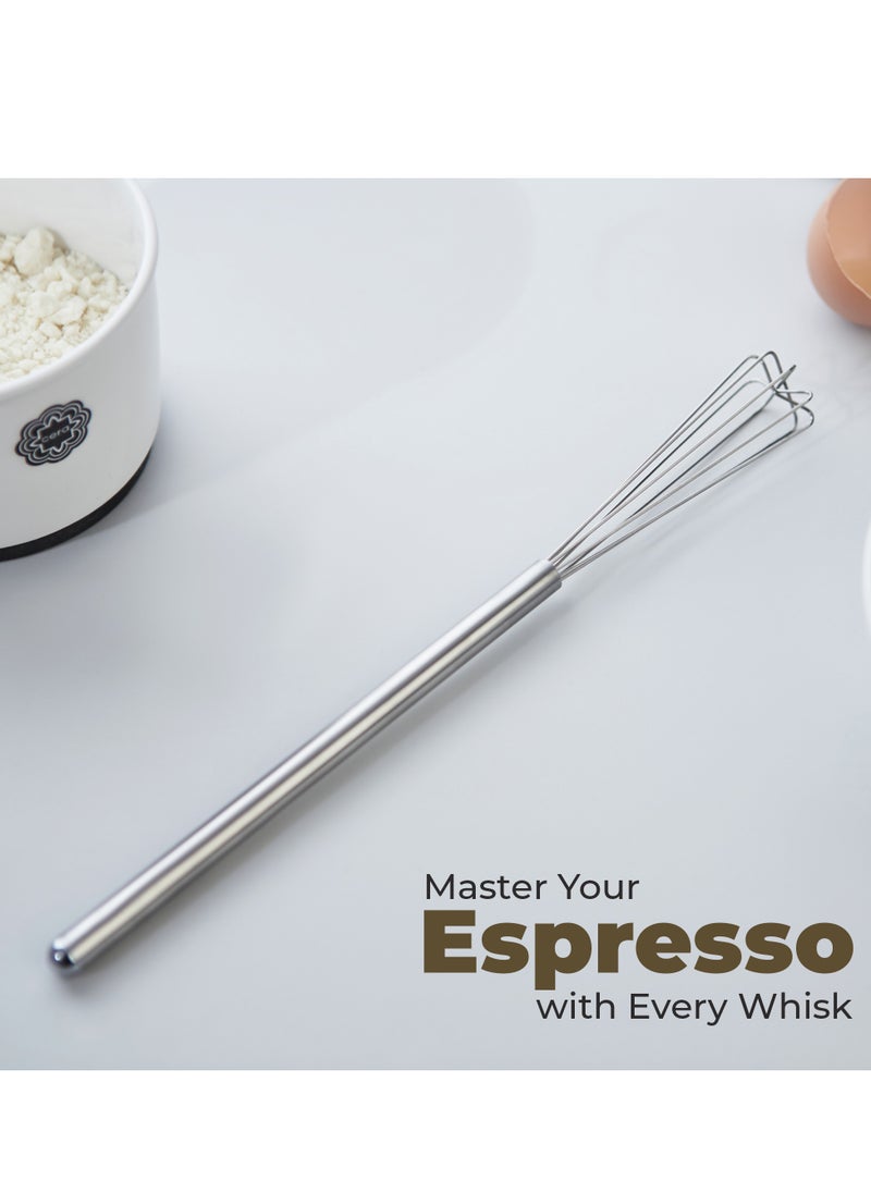 Rattleware - Rattleware 10.25" Long-Handle Silver Espresso Whisk, Perfect Coffee Distribution, Stainless-Steel Triangular Design, long handle whisk for precision, ideal as a coffee whisk for commercial & home use. - Image 1