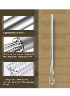 Rattleware Rattleware 10.25" Long-Handle Silver Espresso Whisk, Perfect Coffee Distribution, Stainless-Steel Triangular Design, long handle whisk for precision, ideal as a coffee whisk for commercial & home use.  - Image 5