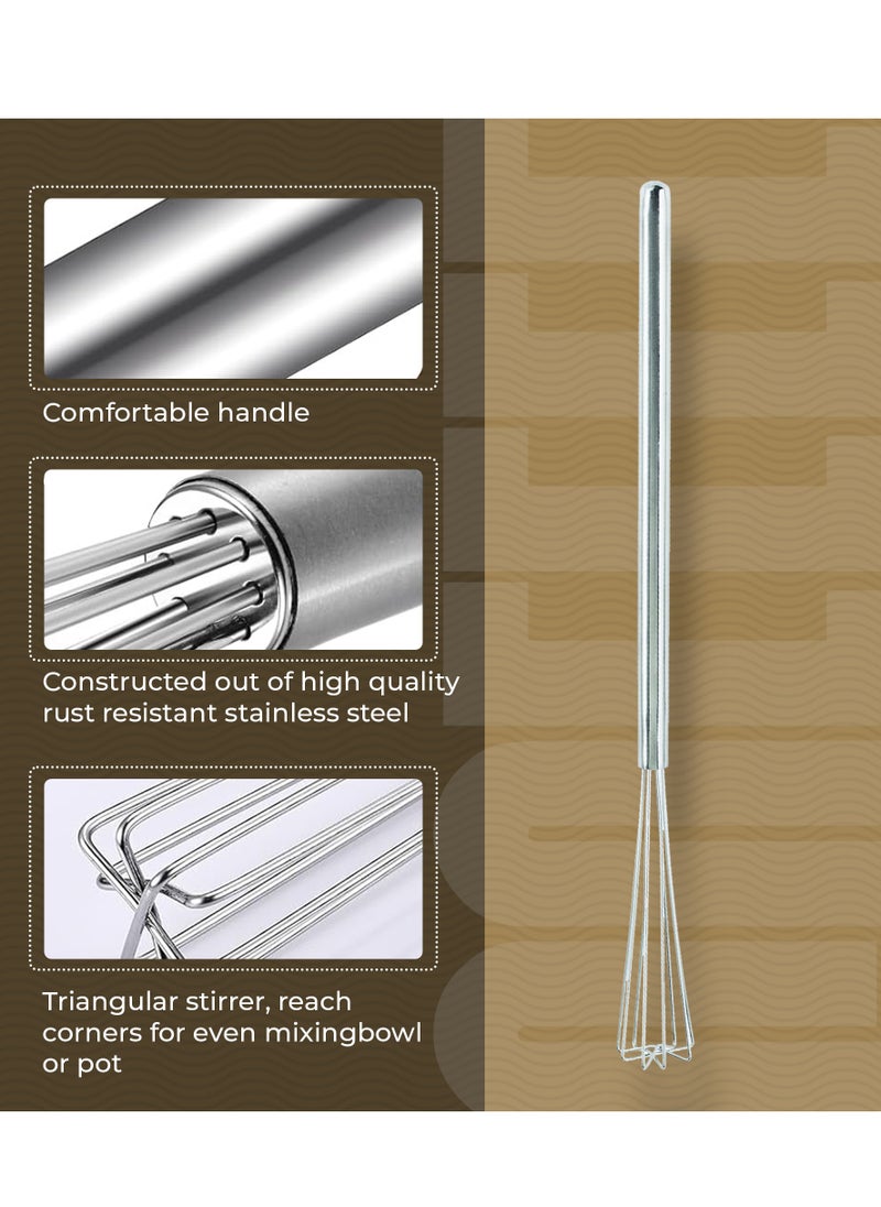 Rattleware - Rattleware 10.25" Long-Handle Silver Espresso Whisk, Perfect Coffee Distribution, Stainless-Steel Triangular Design, long handle whisk for precision, ideal as a coffee whisk for commercial & home use. - Image 1