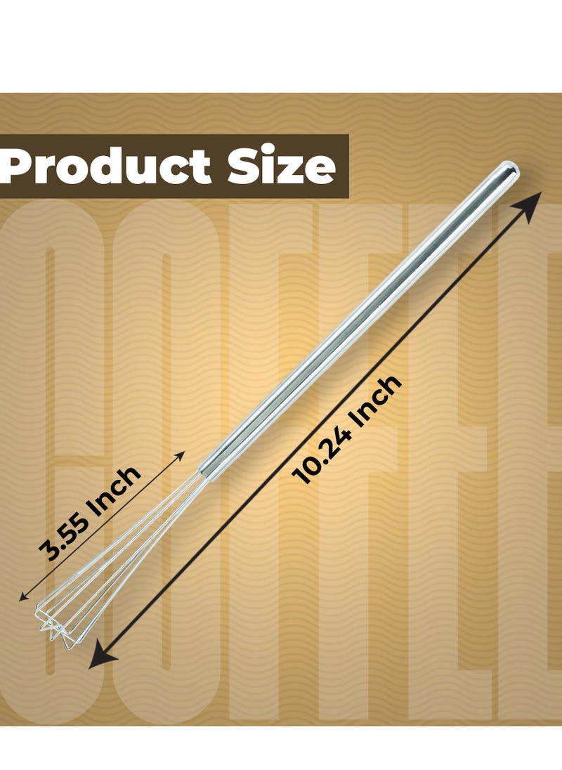 Rattleware - Rattleware 10.25" Long-Handle Silver Espresso Whisk, Perfect Coffee Distribution, Stainless-Steel Triangular Design, long handle whisk for precision, ideal as a coffee whisk for commercial & home use. - Image 1