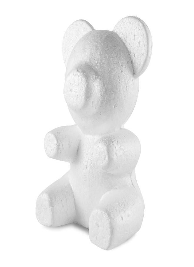 Super Z Outlet Foam Teddy Bear Shaped Flat Nose Arts and Crafts Blank White DIY Mould Scultpture for Party Decorations, Wedding, Floral Arrangements (20cm x 13cm) (1)  - Image 2
