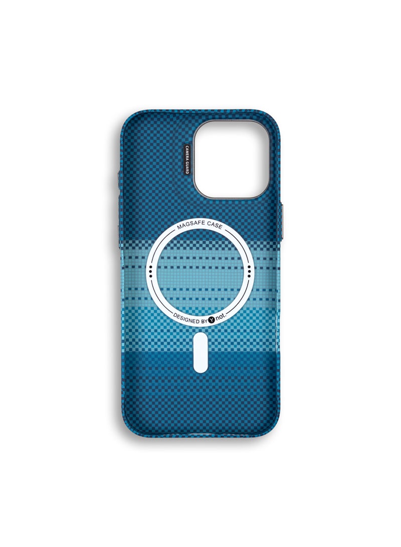 YNOT iPhone 15 Kevlar Fiber Case with MagSafe and Stand - Dark Blue Carbon - Image 4