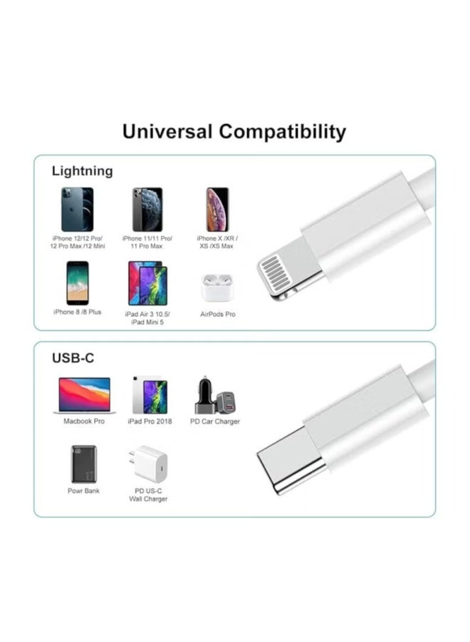 كابل USB-C إلى Lightning بطول 1 متر (أبيض) | شحن سريع ونقل بيانات متوافق مع أجهزة الآيفون والآيباد - Image 4