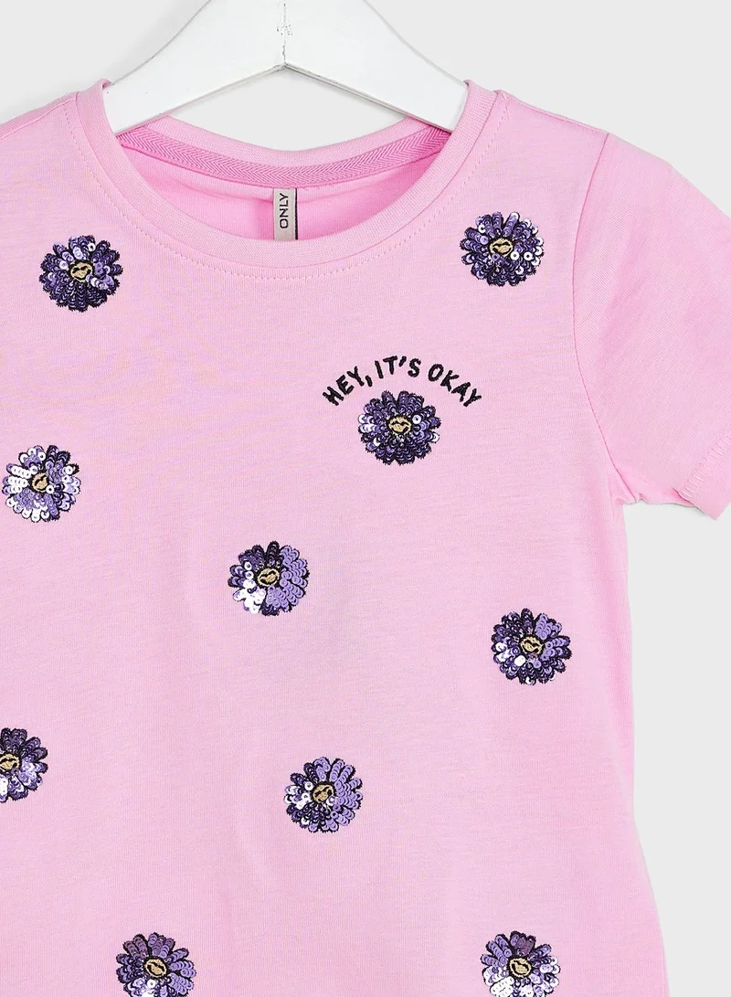 ONLY Kids Flower Print T-Shirt