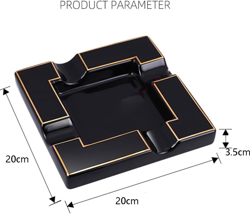 Large Ceramic Cigar Ashtray - Black Square Design for Indoor and Outdoor Use - Image 3