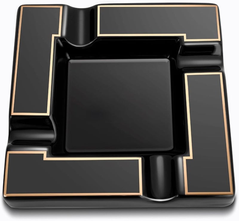 Large Ceramic Cigar Ashtray - Black Square Design for Indoor and Outdoor Use - Image 1