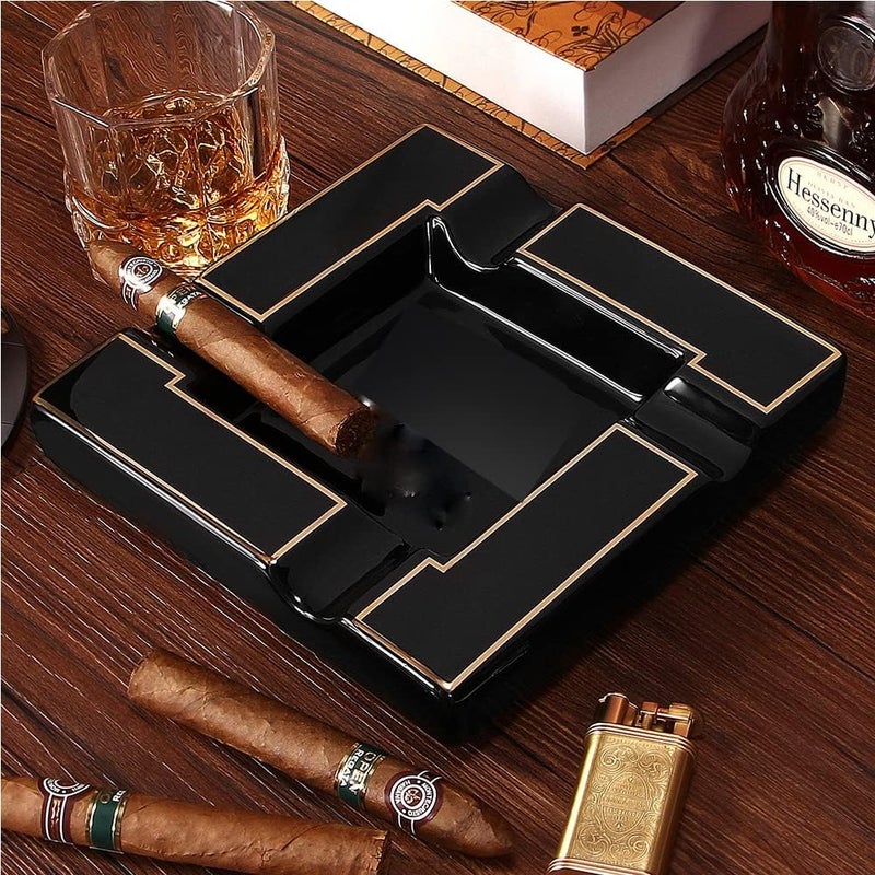 Large Ceramic Cigar Ashtray - Black Square Design for Indoor and Outdoor Use - Image 5