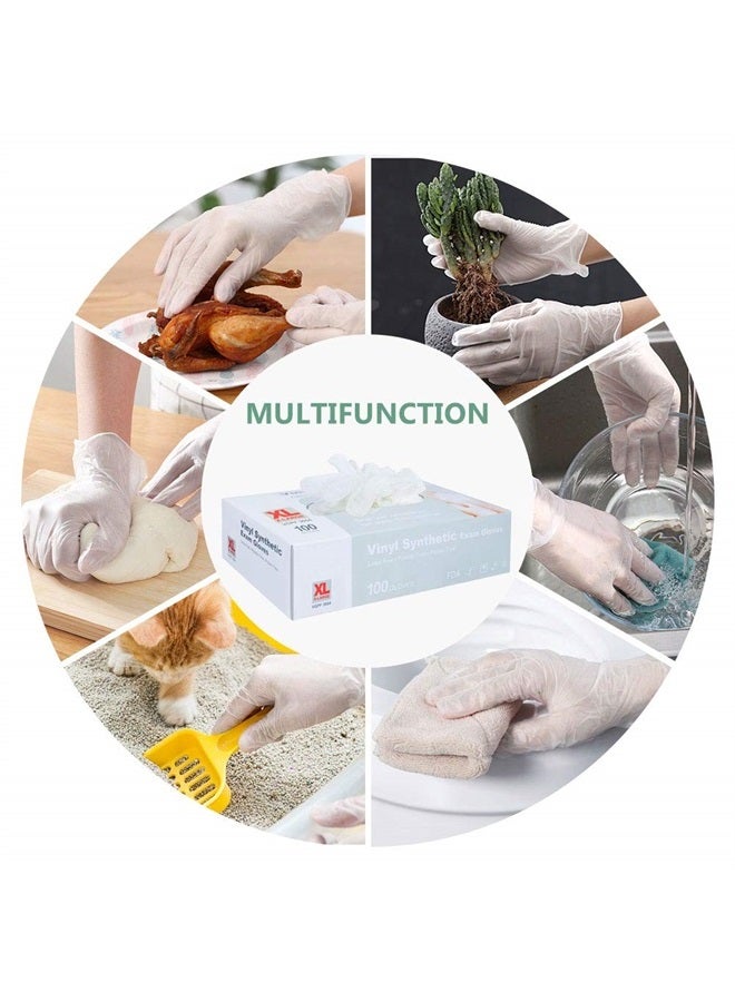 squish Disposable Gloves, Clear Vinyl Gloves Latex Free Powder-Free Glove Cleaning Rubber Gloves Health Gloves for Kitchen Cooking Cleaning Food Handling, 100PCS/Box, Large - Image 5