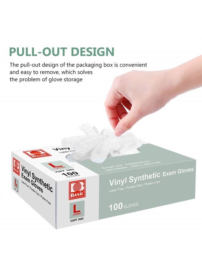 squish Disposable Gloves, Clear Vinyl Gloves Latex Free Powder-Free Glove Cleaning Rubber Gloves Health Gloves for Kitchen Cooking Cleaning Food Handling, 100PCS/Box, Large - Image 2