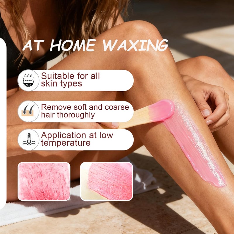 Auperwel Painless Hard Wax Beans for Hair Removal, 10.5oz Upgraded Formula for Face, Eyebrow, Brazilian Bikini with 10 Applicators (3 Rose) - Image 5
