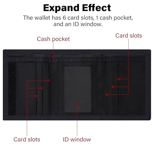 FORYEE Men’s Nylon Trifold RFID Wallet with ID Window, Slim Security Wallet for Card Cash Holder, Modern Fashion Stylish Wallet Gifts for Teen Boys and Men, One Size -Sea Gray - Image 3