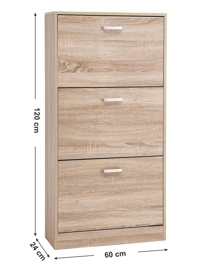 Roman Gifts Elegant Shoe Storage Pull Down Wooden Shoe Cabinet with 3 Drawers Ideal for Hallway Organization and Stylish Shoe Storage  - Image 5