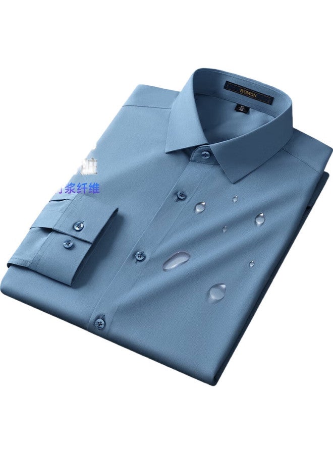 ROMON 【Three-Proof】Waterproof, Oil-Proof, Stain-Proof Long Sleeve Shirt Men'S Four Seasons Professional Business All-Match Shirt Men'S Wear - Image 3