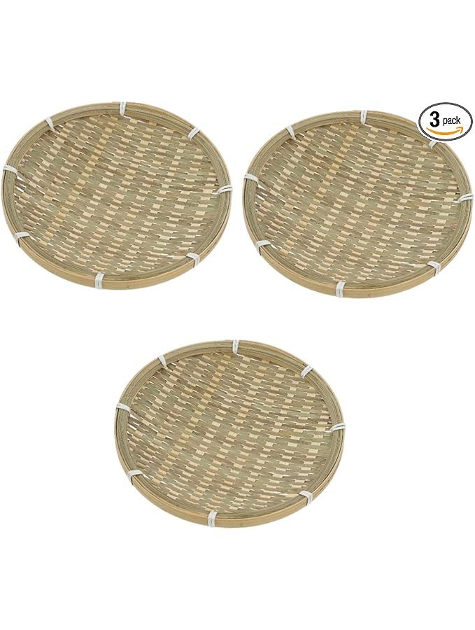 Creative Woven Serving Tray Multipurpose Food Basket 3 Piece Set For Fruits Vegetables Snacks Kitchen Counter Home Storage - Image 1