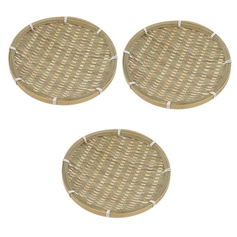 Creative Woven Serving Tray Multipurpose Food Basket 3 Piece Set For Fruits Vegetables Snacks Kitchen Counter Home Storage - Image 2