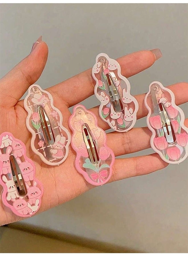Layali 10-Piece Pink Rabbit Hair Clips, Small Hair Clips with Broken Side Hair Clips, Hair Accessories, Suitable for Daily Use - Image 3