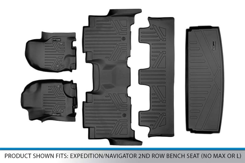 SMARTLINER Floor Mats - Cargo Liner Behind 3rd Row Set Black Compatible with 18-21 Expedition/Navigator 2nd Row Bench Seat (no Max or L) - Image 5