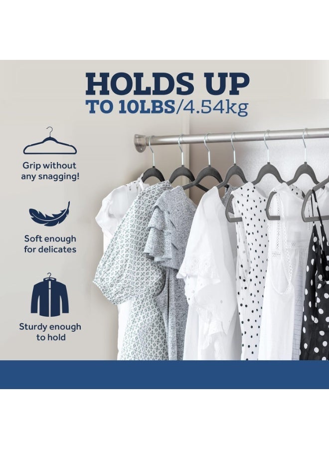 BLOOMING TIME Non-Slip Velvet Hangers Suit Hangers Ultra Thin Space – Non-Slip Velvet Closet Hangers with 360° Swivel Hook, Ultra-Thin Space-Saving Design, Heavy-Duty (Holds Up to 10 lbs) for Coats, Jackets, Shirts, Dresses & Pants - Image 2