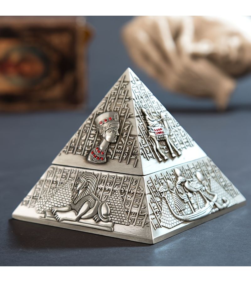 Golden Egyptian Pharaoh Creative Ashtray Pyramid Metal Figurine - Image 5