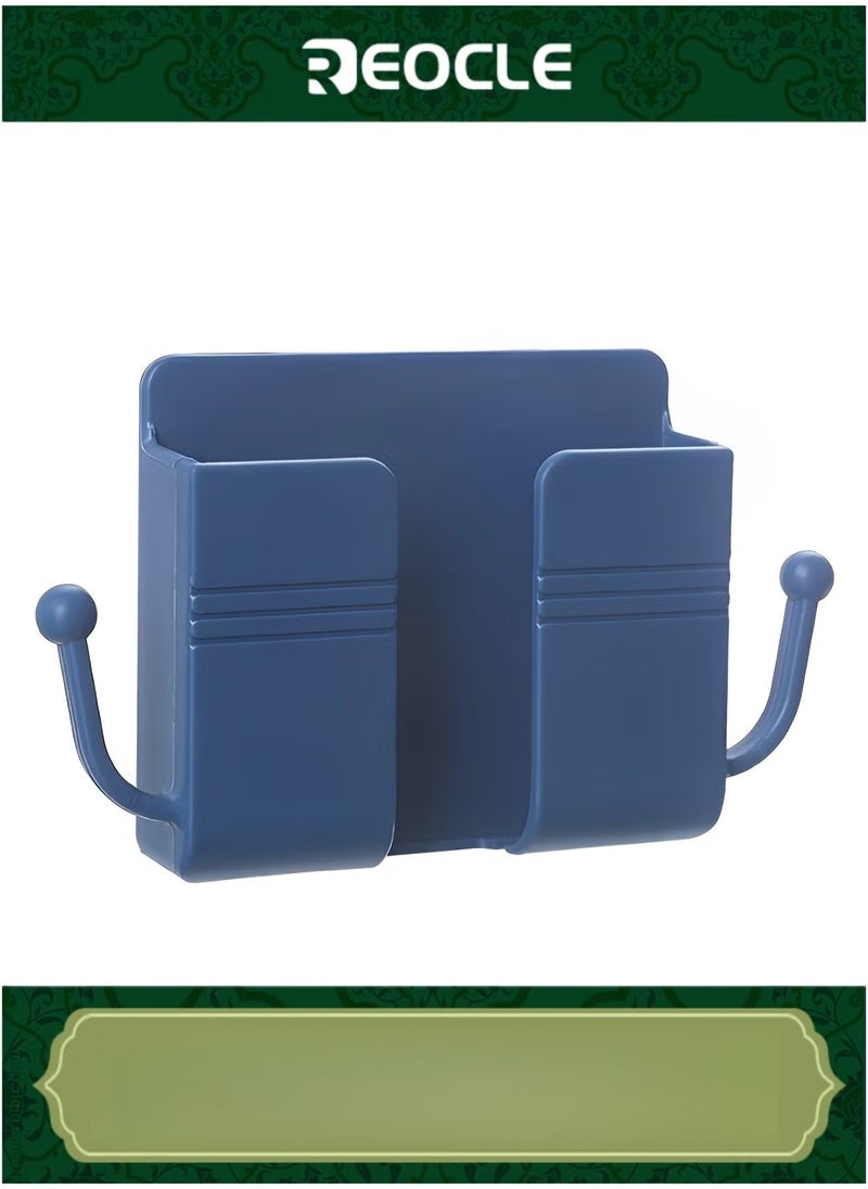 ريوكل حامل هاتف مثبت على الحائط، منظم ذاتي اللصق، صندوق تخزين، حامل بلاستيكي لشحن الهاتف، حامل هاتف مثبت على الحائط لغرفة النوم - Image 1