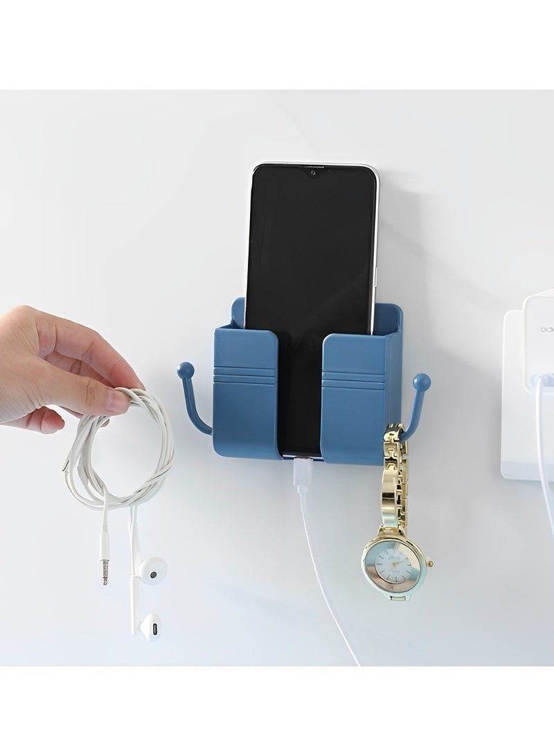 ريوكل حامل هاتف مثبت على الحائط، منظم ذاتي اللصق، صندوق تخزين، حامل بلاستيكي لشحن الهاتف، حامل هاتف مثبت على الحائط لغرفة النوم - Image 5