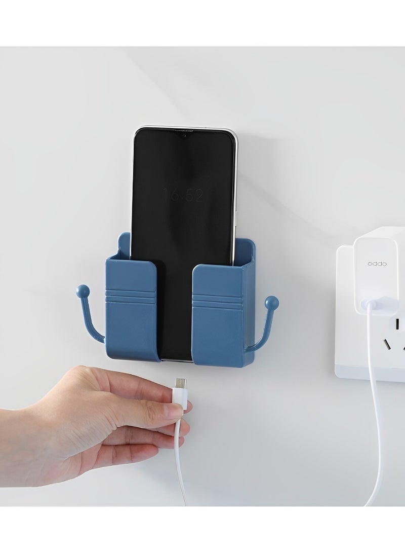 ريوكل حامل هاتف مثبت على الحائط، منظم ذاتي اللصق، صندوق تخزين، حامل بلاستيكي لشحن الهاتف، حامل هاتف مثبت على الحائط لغرفة النوم - Image 4