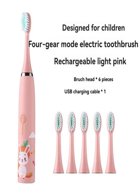 Cute Pink Bunny USB Rechargeable Children's Electric Toothbrush