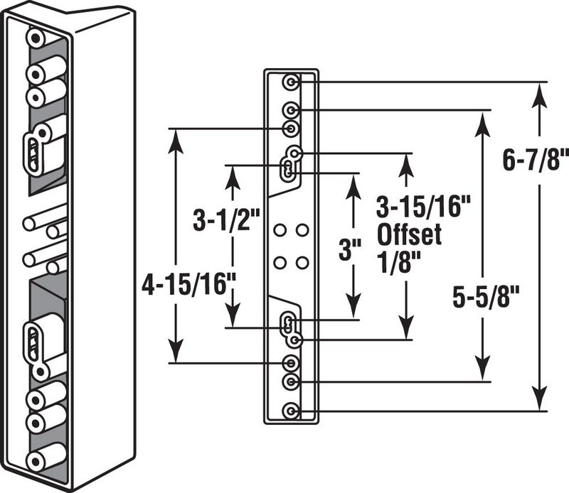 Prime-Line C 1096 7-1/4 In. Diecast Black-Painted Finish Patio door Outside Pull Handle Features 6 Optional Mountings (Single Pack) - Image 2