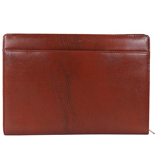AmazingHind Leatherette Material Professional File Folders for Certificates, Documents Holder with 2 Rings. (12 Leafs, Brown File with Handle) - Image 1