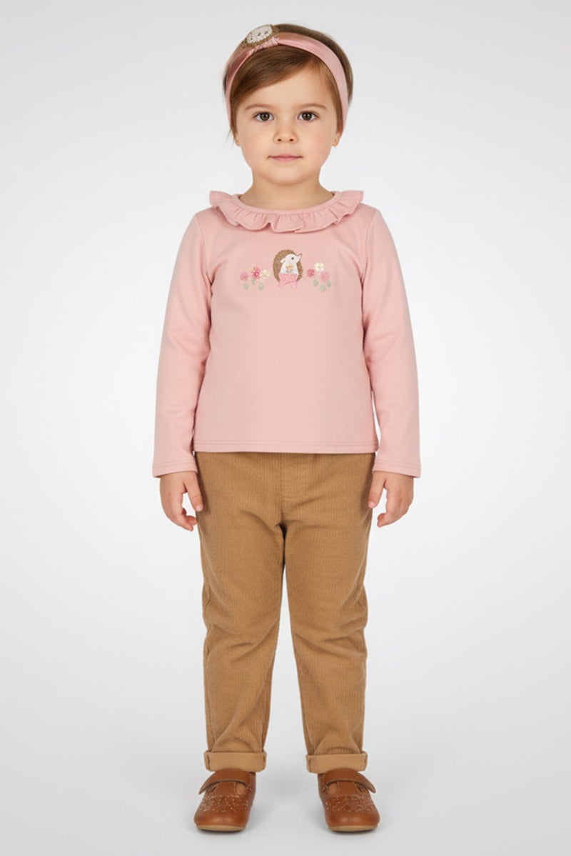 Bearpaw Toddlers Girl 3 Pcs Graphic Print Long Sleeve Top And Pants Set With Headband, Multicolor - Image 1