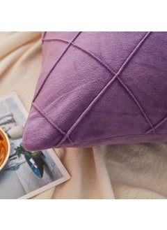 AMICA AMICA Luxurious Diamond Pinch Pleated Crystal Velvet Pillowcases Solid Pintuck Throw Cushion Cover for Home Decor Hidden Zipper Closure (Purple, 18'' X 18'' Inch)  - Image 4