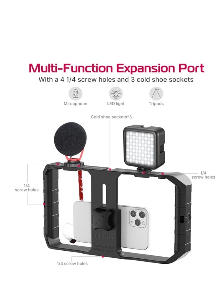 Generic U-Rig Pro Smartphone Video Rig Handheld Phone Stabilizer Filmmaking Cage with 3 Cold Shoe Mounts Video Stabilizer for iPhone 15 14 13 12 11 Pro Max/Samsung S22 S23 Ultra/Huawei Mate 60  - Image 4