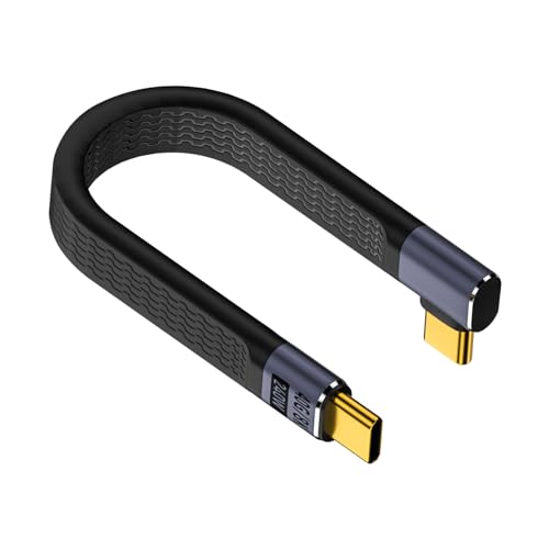 Poyiccot 5inch Short USB C to USB C Cable, 240W 40Gbps Type C Fast Charging Cable, Flat & Flexible Right Angle Type C Cable, Thunderbolt 4 PD 3.1 for iPhone 15, MacBook, Galaxy S23, External SSD - Image 1