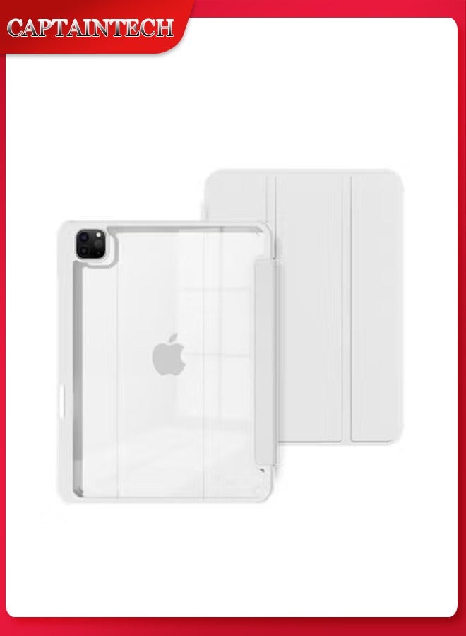 Captaintech Clear Transparent Case for Apple iPad Pro 11 Inch (2022/2021/2020/2018) – Supports Apple Pencil Charging u0026 Touch ID, Auto Wake/Sleep with Pencil Holder - Image 1