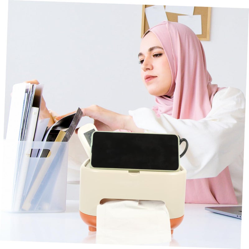 Beige Paper Box Storage Organizer For Tissues Napkins And Office Supplies - Image 3