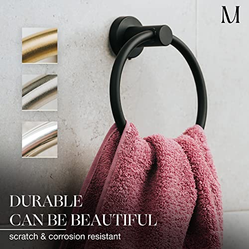 MARMOLUX ACC Matte Black Towel Ring - SUS304 Stainless Steel Wall Mounted Hand Towel Holder for Bathroom - Kitchen & Bathroom Towel Rack - Black Towel Hanger - Bathroom Towel Holder - Hand Towel Rack - Image 2