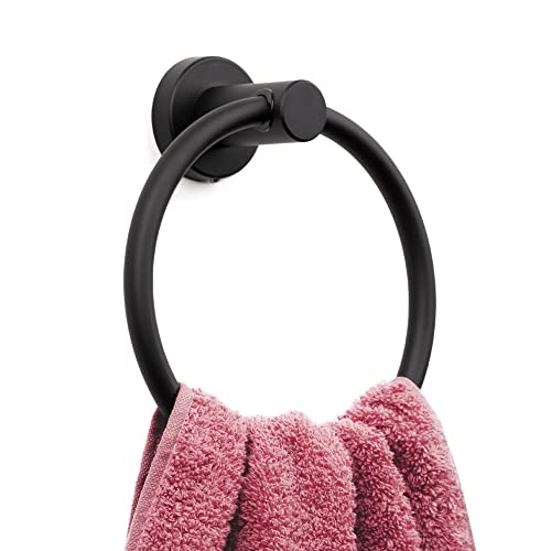 MARMOLUX ACC Matte Black Towel Ring - SUS304 Stainless Steel Wall Mounted Hand Towel Holder for Bathroom - Kitchen & Bathroom Towel Rack - Black Towel Hanger - Bathroom Towel Holder - Hand Towel Rack - Image 1