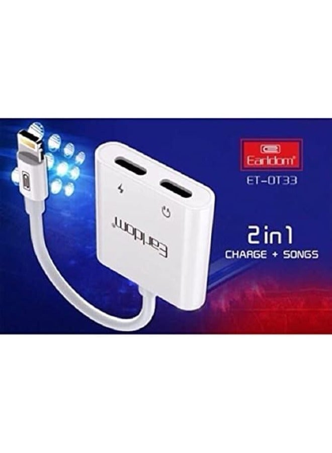 ELTRAZONE ET-OT33 2-In-1 Audio Adapter Audio Splitter Support Charging, Music, Call, Volume Control (Plug & Play) - Image 1