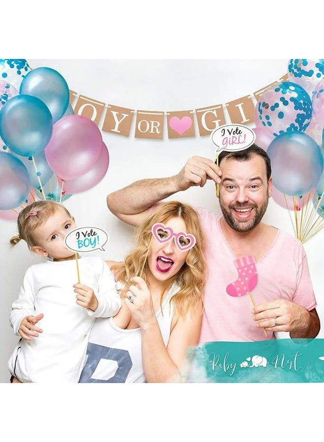 Ultimate Gender Reveal Party Kit – 36" Confetti Balloon, Photo Booth Props, Blue & Pink Decorations for Baby Shower Celebrations - Image 4