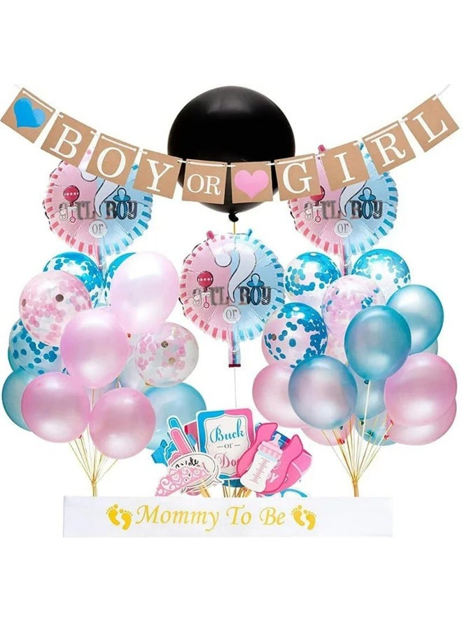 Ultimate Gender Reveal Party Kit – 36" Confetti Balloon, Photo Booth Props, Blue & Pink Decorations for Baby Shower Celebrations - Image 1