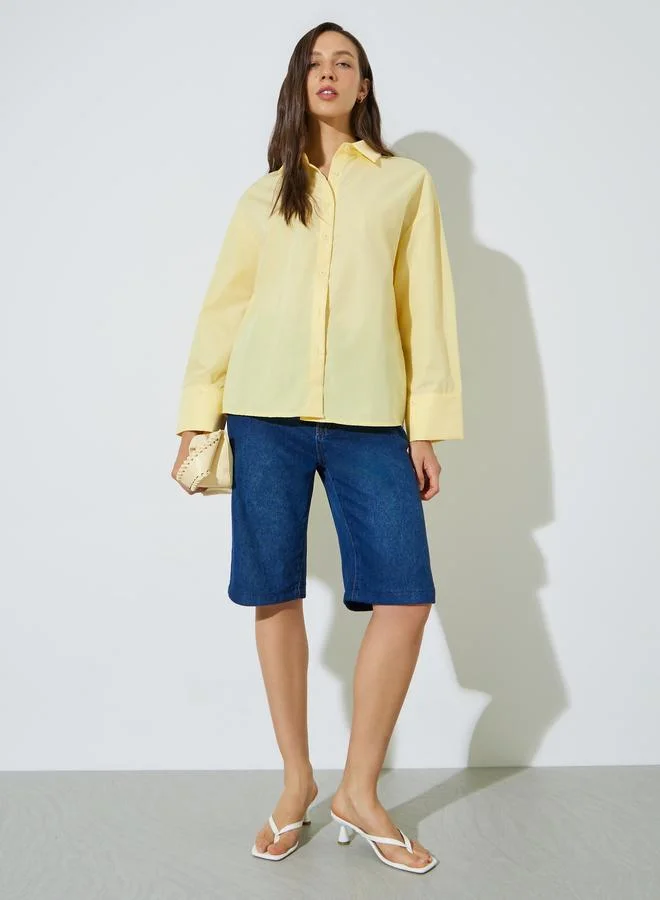 ستايلي Yellow Oversized Longline Shirt