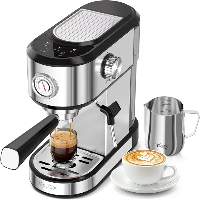 XIXUBX Espresso Machine, Touchscreen Latte Cappuccino Machine | 20-Bar Pump, Compact Espresso Maker with Milk Frother, Stainless Steel, 42oz Removable Water Tank - Image 1